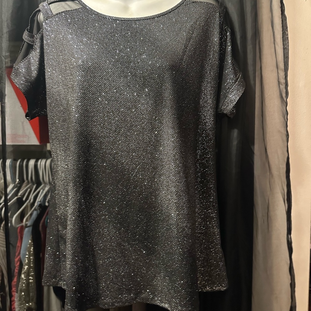 #116 Elegant Black Glitter Top